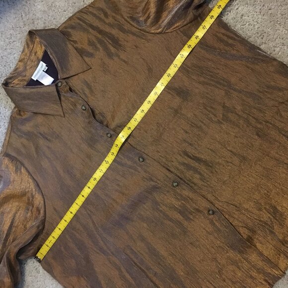 Vintage Coldwater Creek Golden Brown Button Down Shirt - Picture 13 of 16
